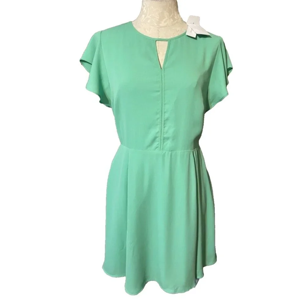 Banana Republic Dress Green 6 Small Short Sleeve  A Line NWT Washable NEW